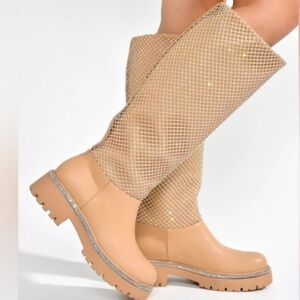 NEW Cape Robbin Uniya Knee High Rhinestone Detailed Boots, Size 10